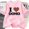 I Love Domo Kun Gesicht TShirt Cartoon Funny Graphic T Shirts Cotton Short Sleeve Tee Shirt Women Oversize Basic Tops Tee