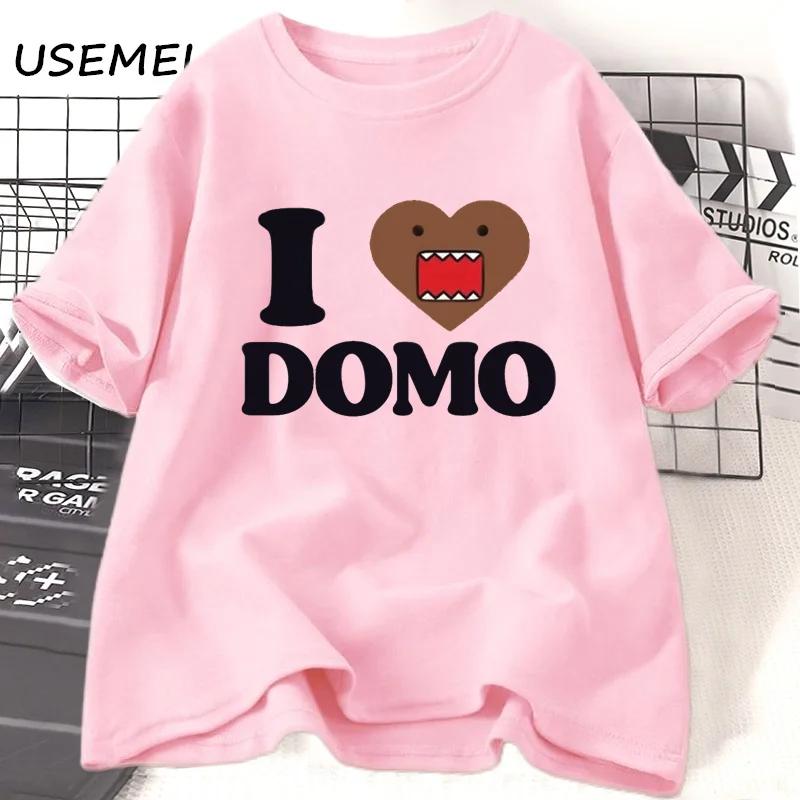 I Love Domo Kun Gesicht TShirt Cartoon Funny Graphic T Shirts Cotton Short Sleeve Tee Shirt Women Oversize Basic Tops Tee