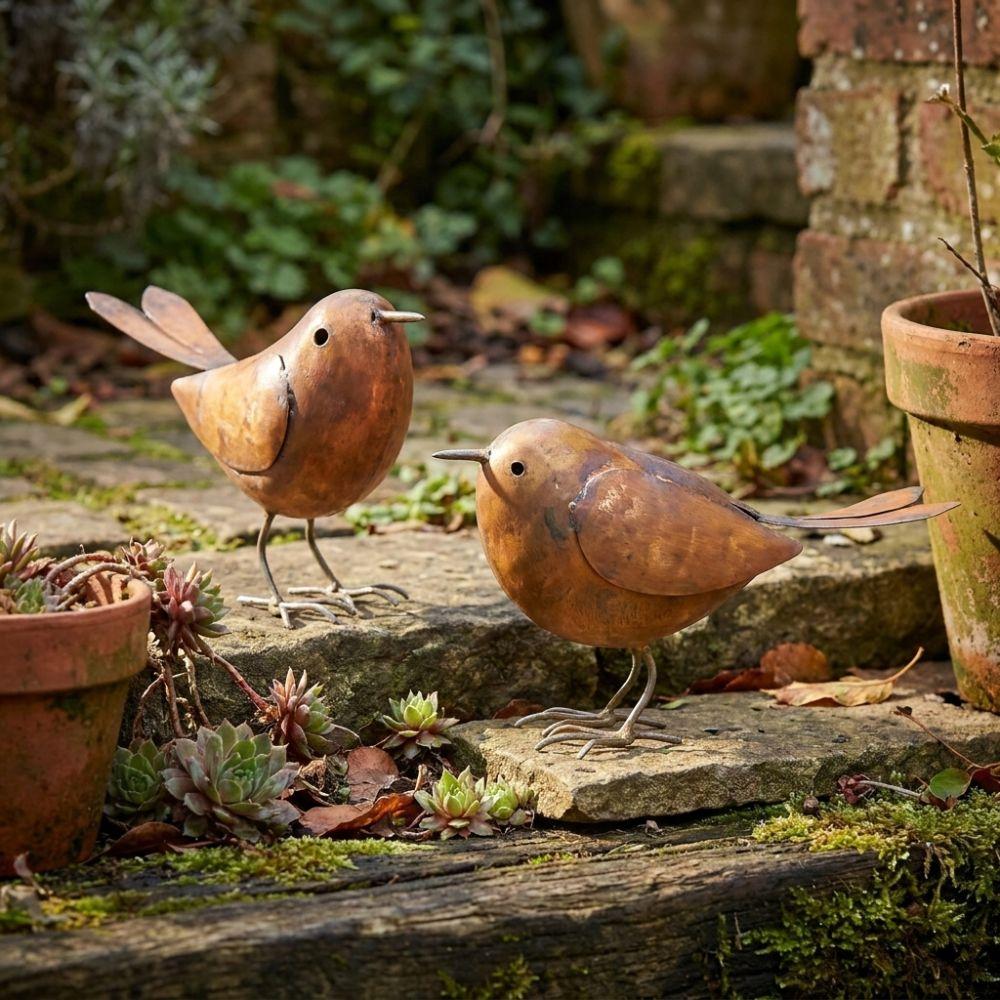 Rustic Metal Bird Sculptures Funny Retro Bird Statue Small Bird Figurine Bird Enthusiasts Gift