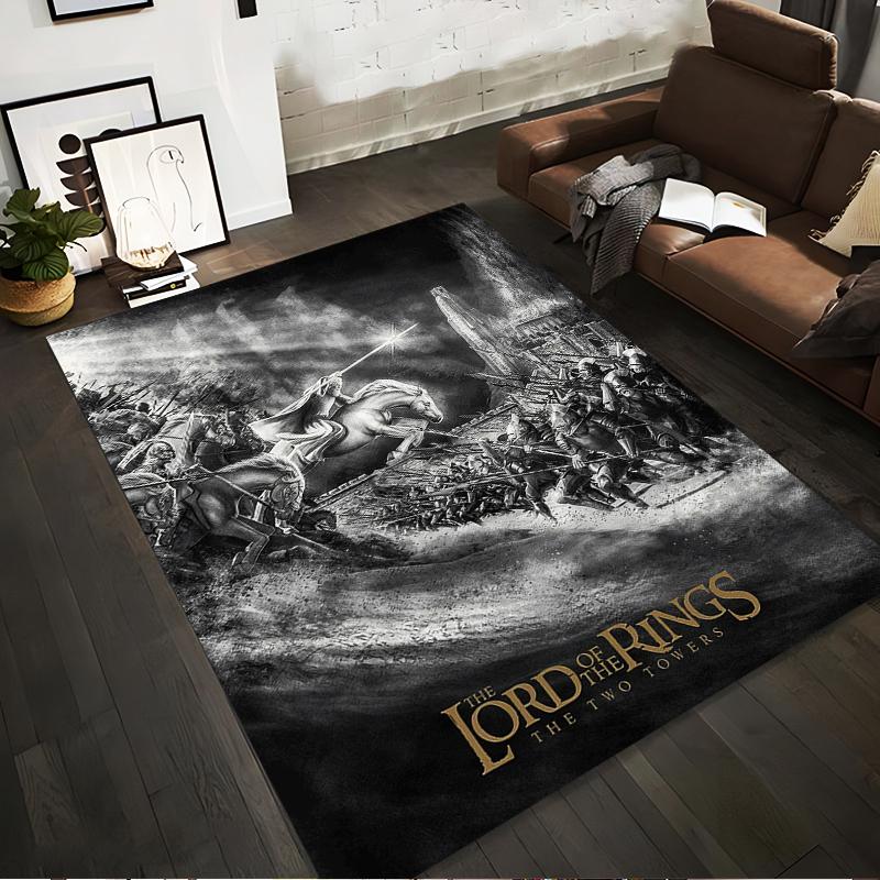 

The Lord of the Rings The Two Towers Fantasy Carpet Black White Suitable for use as an anti-slip for living room bedroom sofas 40x60cm( 15x23in )