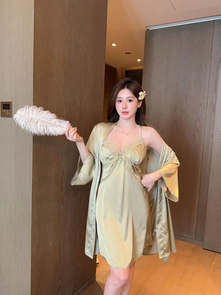 Sexy pyžamo Dámské Ledová stuha vycpávka na prsa krajka krásná záda čistý touha styl ramínka noční košilka noční košilka lze nosit venku oblečení na doma