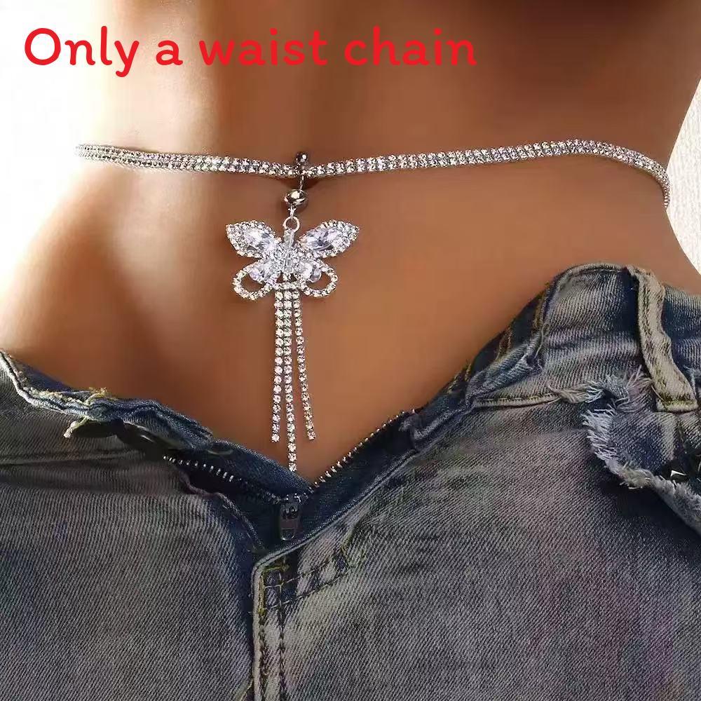 Elegant Heart Shape Water Diamond Waist Jewelry With Butterfly And Star Designs For Women Butterfly