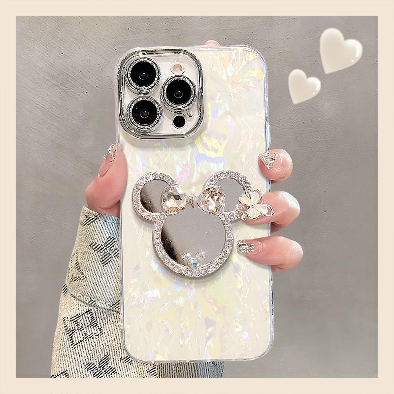 

Браслет-зеркало для мыши Подходит для IPhone16 Apple 15 Promax Чехол для мобильного телефона с узором ракушки 13 Легкая роскошь Высококлассное ощущение iPhone 11 Pro Max