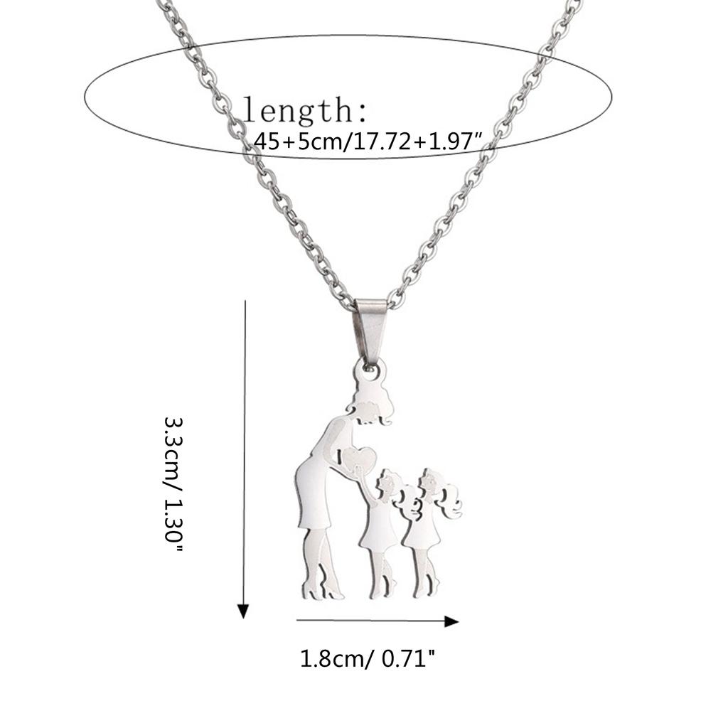 Silver Color Mom Daughter Family Necklace Stainless Steel Chain Daughter Silhouettes Necklace Mothers Day Jewelry
