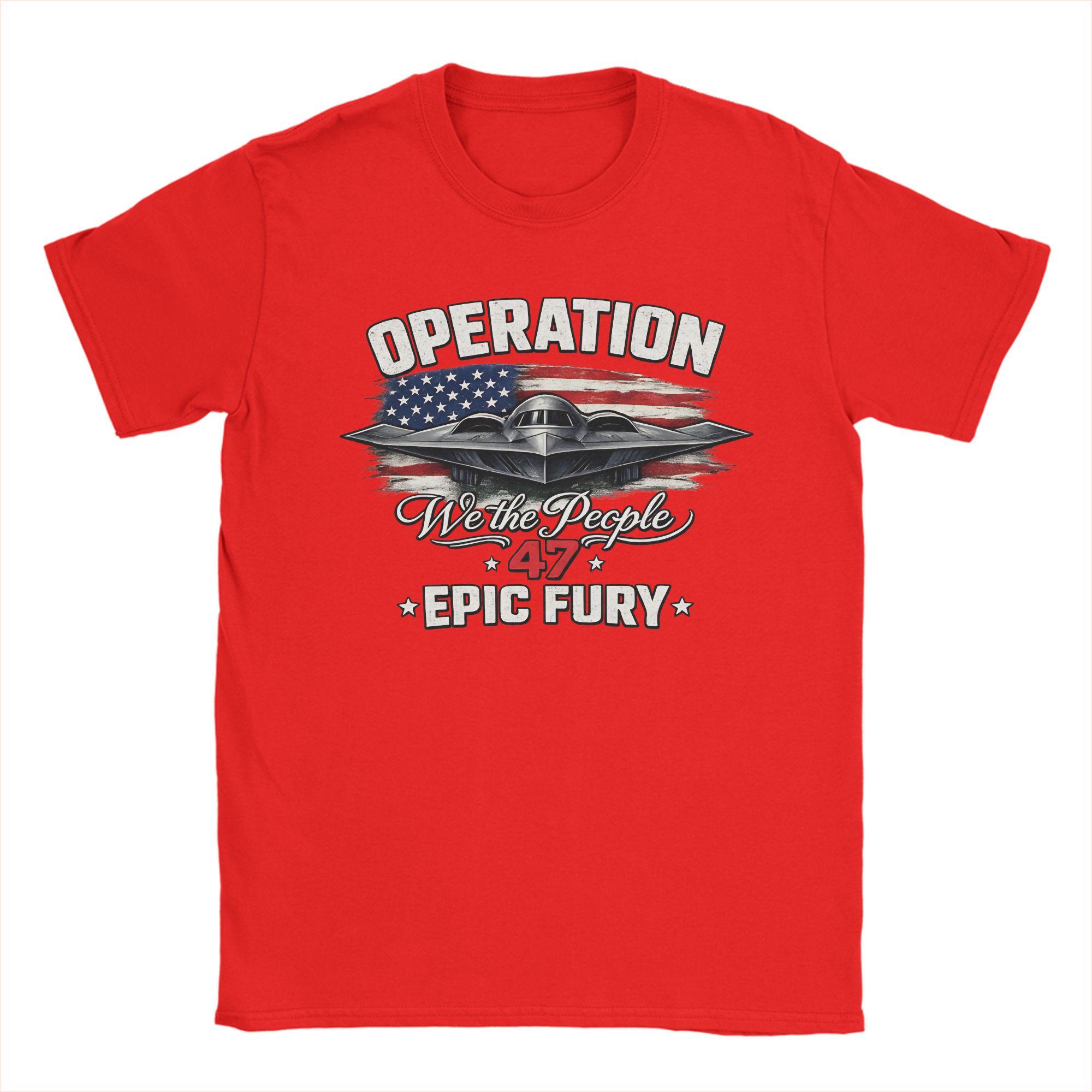 Operation Epic Fury American Flag Graphic Patriotic Jet Fighter TShirts for Unisex Fashion Tees Round Neck Short Sleeve Tops S