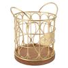 Coffee Pod Basket Decorative Round Wire Coffee Capsule Holder with Wooden Base for Cafe Kitchen Countertop