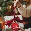 Christmas Decorations Wooden Ornaments, 12Pcs Red Hanging Christmas Tree Decoration Items with Snowflake Pattern, Wood Baubles for Xmas Tree