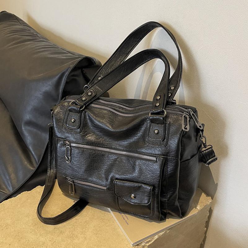 Vintage kabelka tote z PU kůže v evropském stylu Dámská velkokapacitní ležérní kabelka přes rameno crossbody Módní KTY