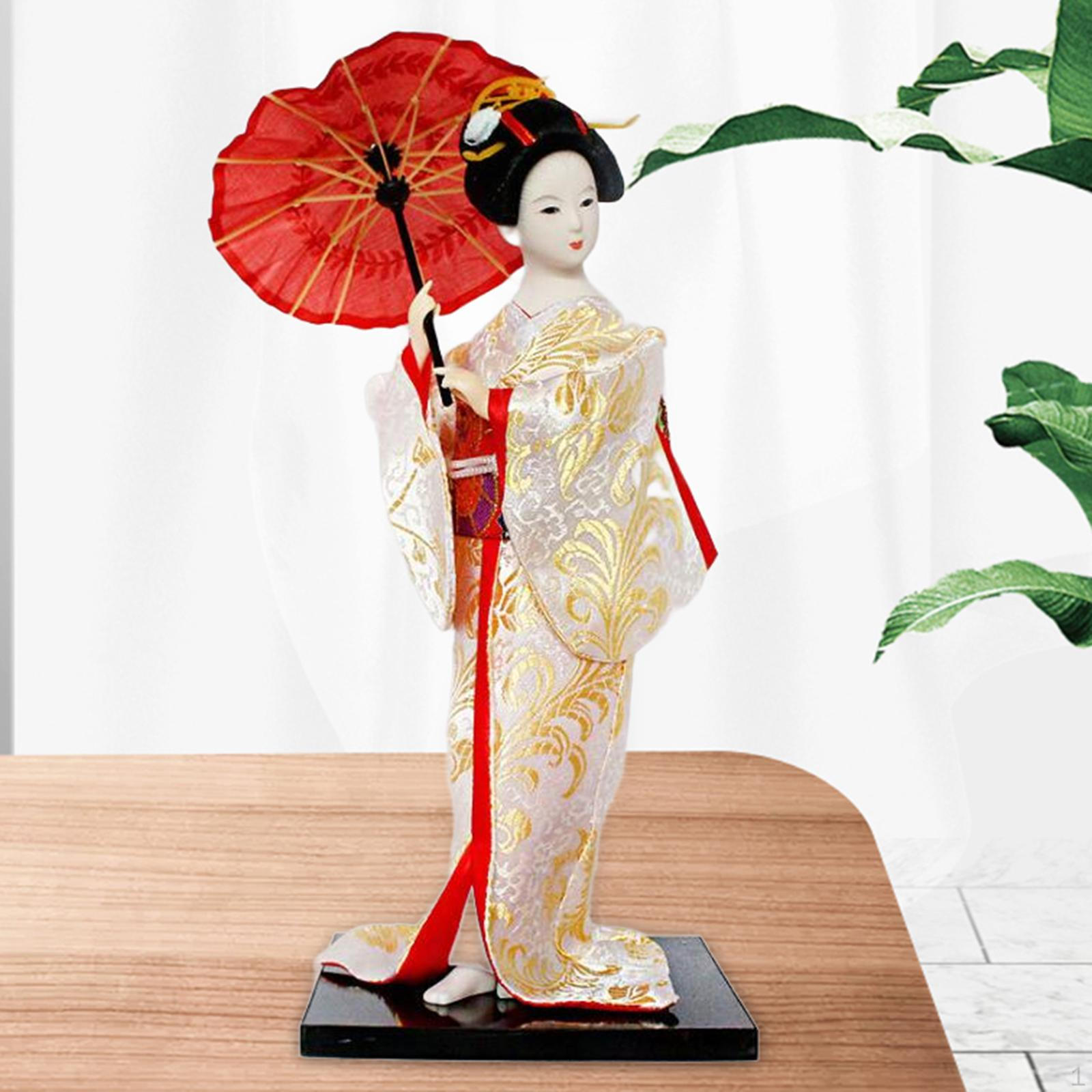

12-дюймовая японская гейша, азиатская кукла, леди, статуэтка, этнические куклы для полки White and Gold