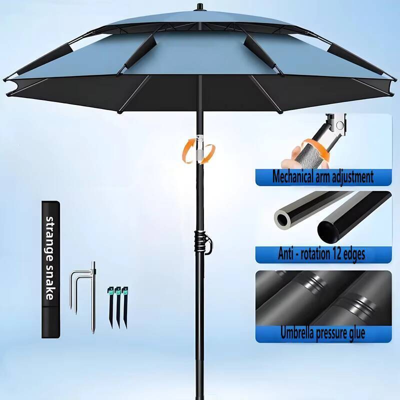 New Version Fishing Umbrella with Mechanical Arm Adjustment Big Beach Umbrella Large Parasol Outdoor Sunshade Protector