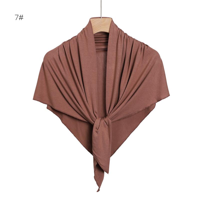 Ramadan Plain Solid Triangle Modal Jersey Hijab Winter Elasticity Muslim Shawls Scarf Maxi Wrap Snood Warm Stole Foulards Sjaal