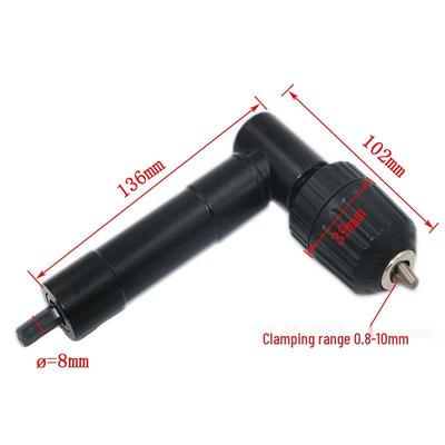 90° Right Angle Drill Adapter with Keyless Chuck and Hex Shank