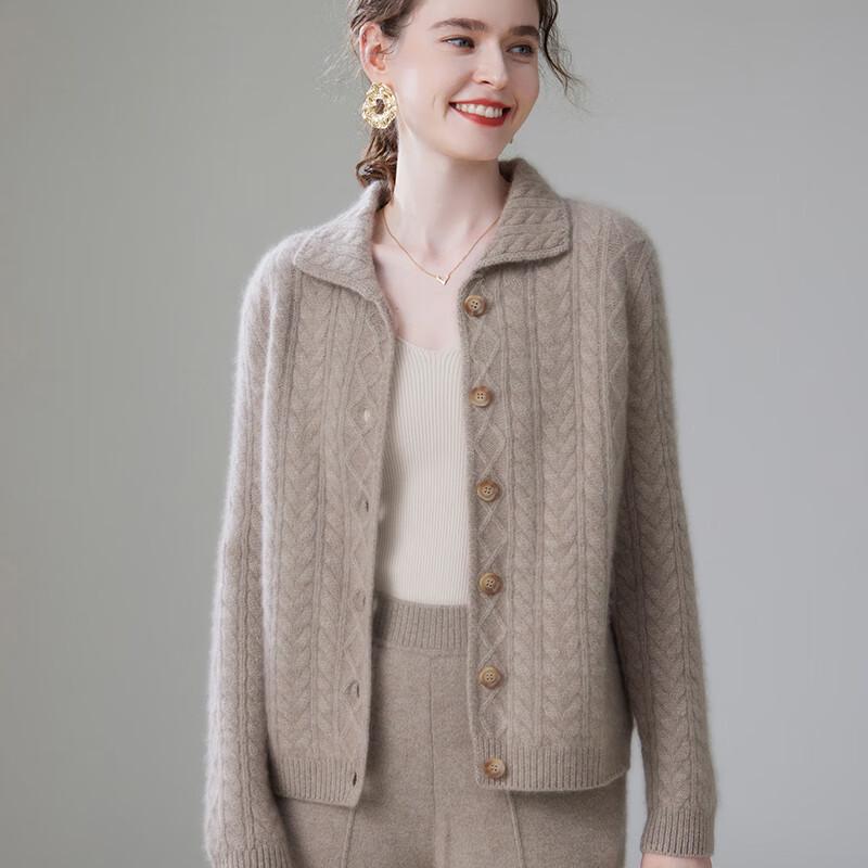 Women's Thickened Cashmere Lapel Cardigan Sweater