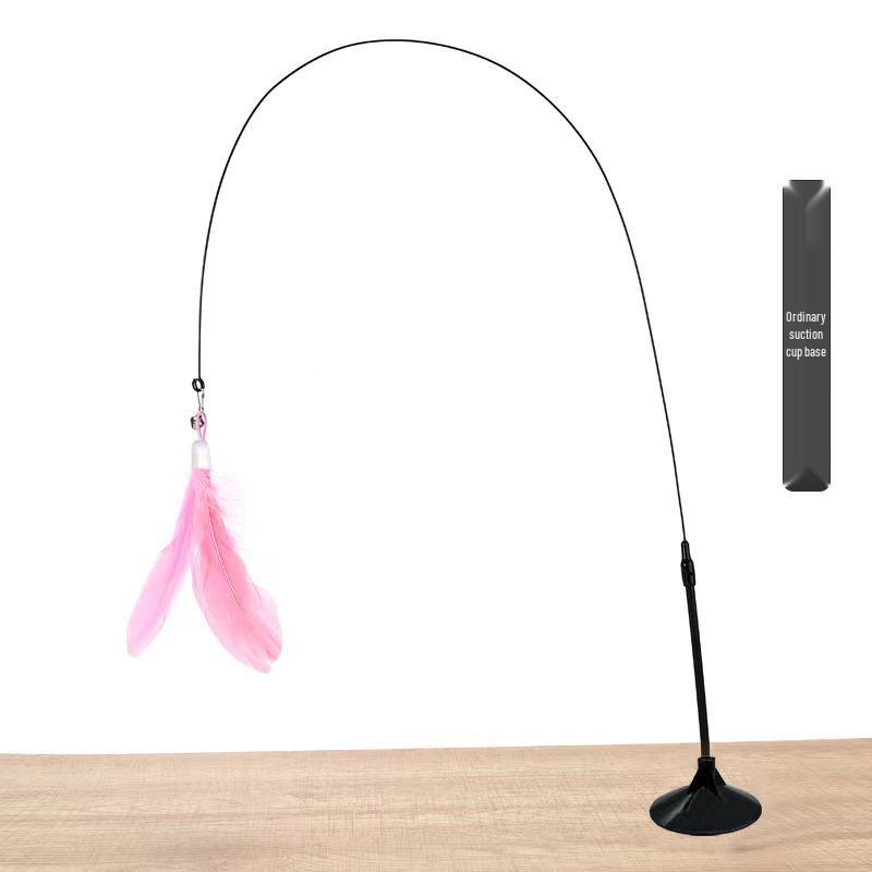 Cat Suction Cup Teaser Wand: Durable Self-Play Kitten Toy with Replaceable Head