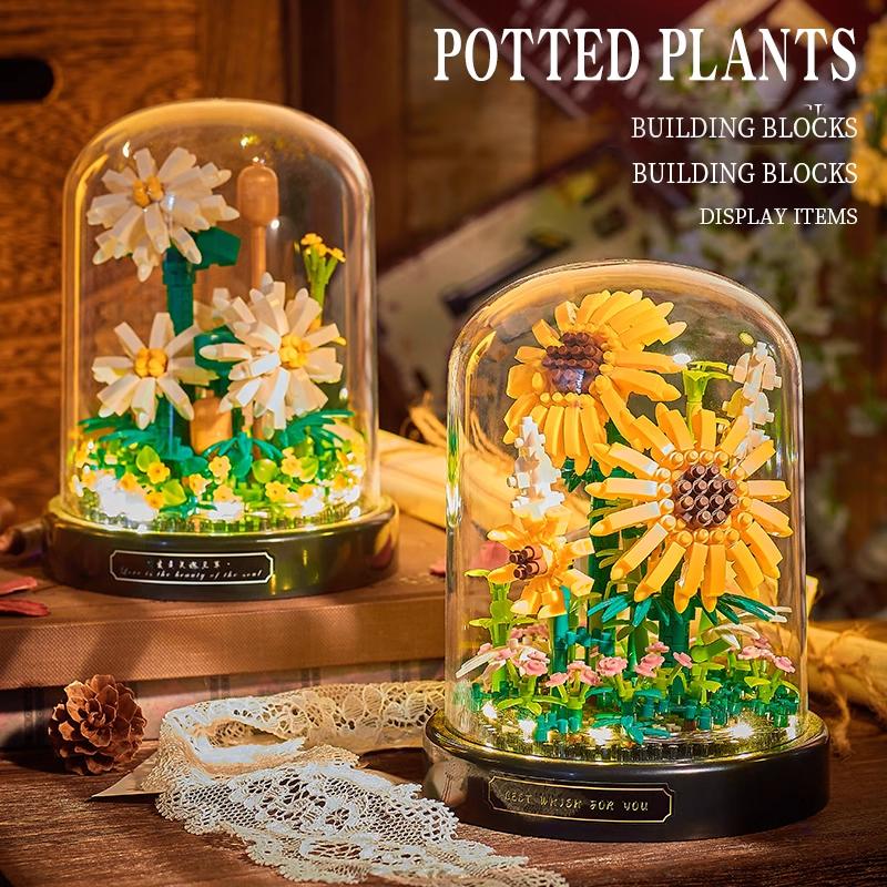 Christmas gift Micro Flower Building Blocks Mini Bricks Particles Eternal Life Flowers Home Decoration Assembling Puzzle Toy kid
