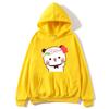 Cute Pretty BuBu Panda in Flowery Head Piece Hoodie DuDu Bear Dancing and Playing with A Guitar Sweatshirt Women Tops