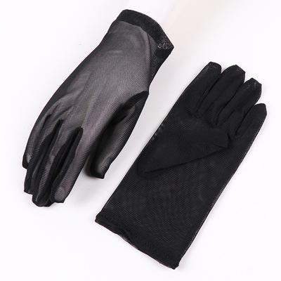 Schwarze Netzhandschuhe Kurz Dünn Atmungsaktiv Sexy Elegant Vollfingerhandschuhe Damen Sonnenschutz Tüll Dekorative Fäustlinge