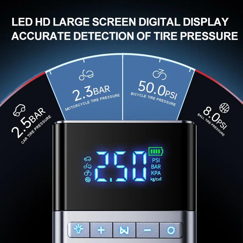 1500A 12V Car Jump Starter Air Pump 4 In 1 Air Compressor Portable Outdoor Power Bank LED Lamp Battery Starter Tyre Inflator