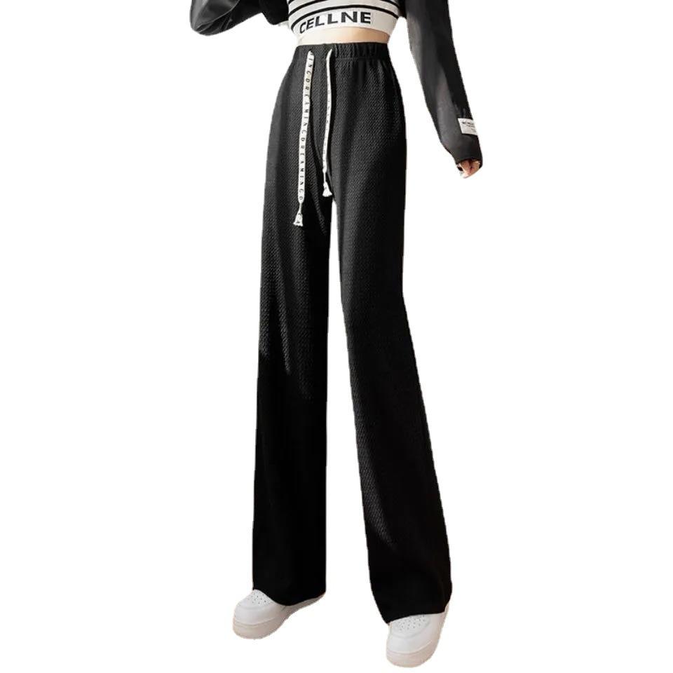 Frühling Neue Sportliche Freizeithose Damen Elastischer Bund Kordelzug Gerade Hose