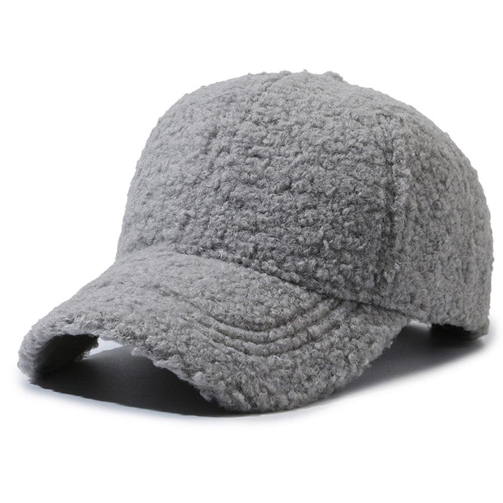 Warm Outdoor Dad Hat Artificial Lamb Wool Autumn Winter Hat Plush Baseball Cap  for Women & Men