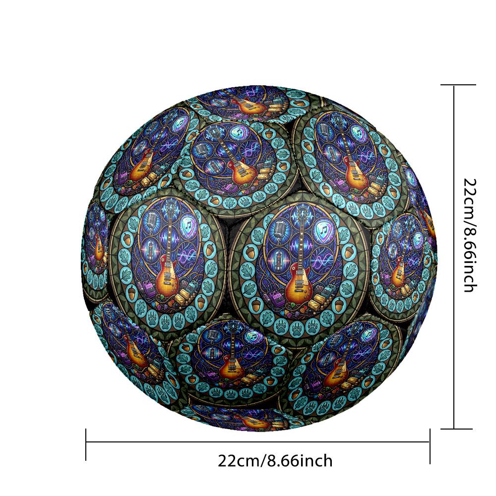 Guitar Music Symbols Round Football Size 5 Adult Ball Suitable for Training Matches and Outdoor Team.