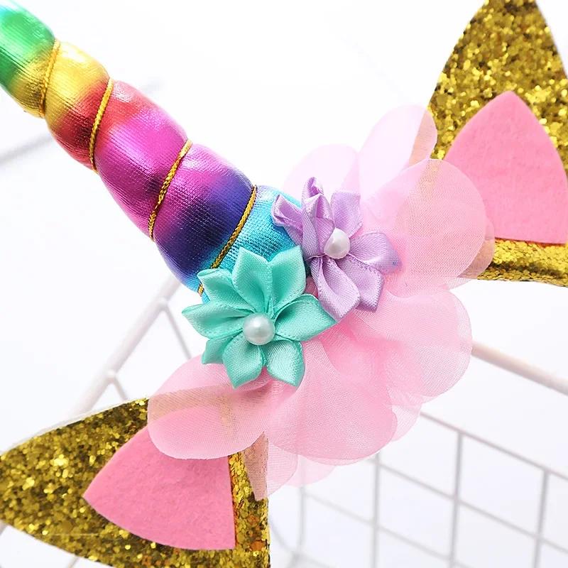 Einhorn Haarband Mädchen Halloween Party Leistung Hut Kopfbedeckung Einhorn Thema Geburtstag Süße Kinder Stirnband Zubehör