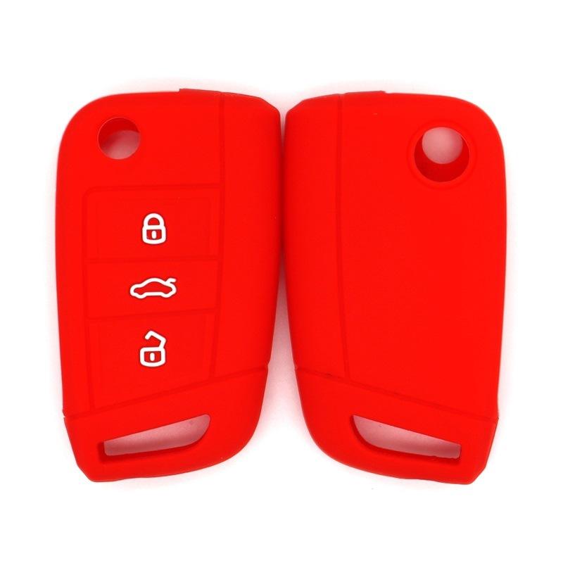 

Silicone key cover suitable for 17 Volkswagen Passat folding and insertable 3-button high-quality anti-drop key cover красный