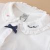 Meninas Camiseta de manga comprida Crianças Camisa polo Cor sólida Algodão Bebê Gola virada para baixo Top com laço bonito 6-14 anos Primavera Outono Crianças Roupas bonitas