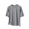 Women's Summer Patchwork Loose T-Shirt with Round Neck and Five-Sleeve Design