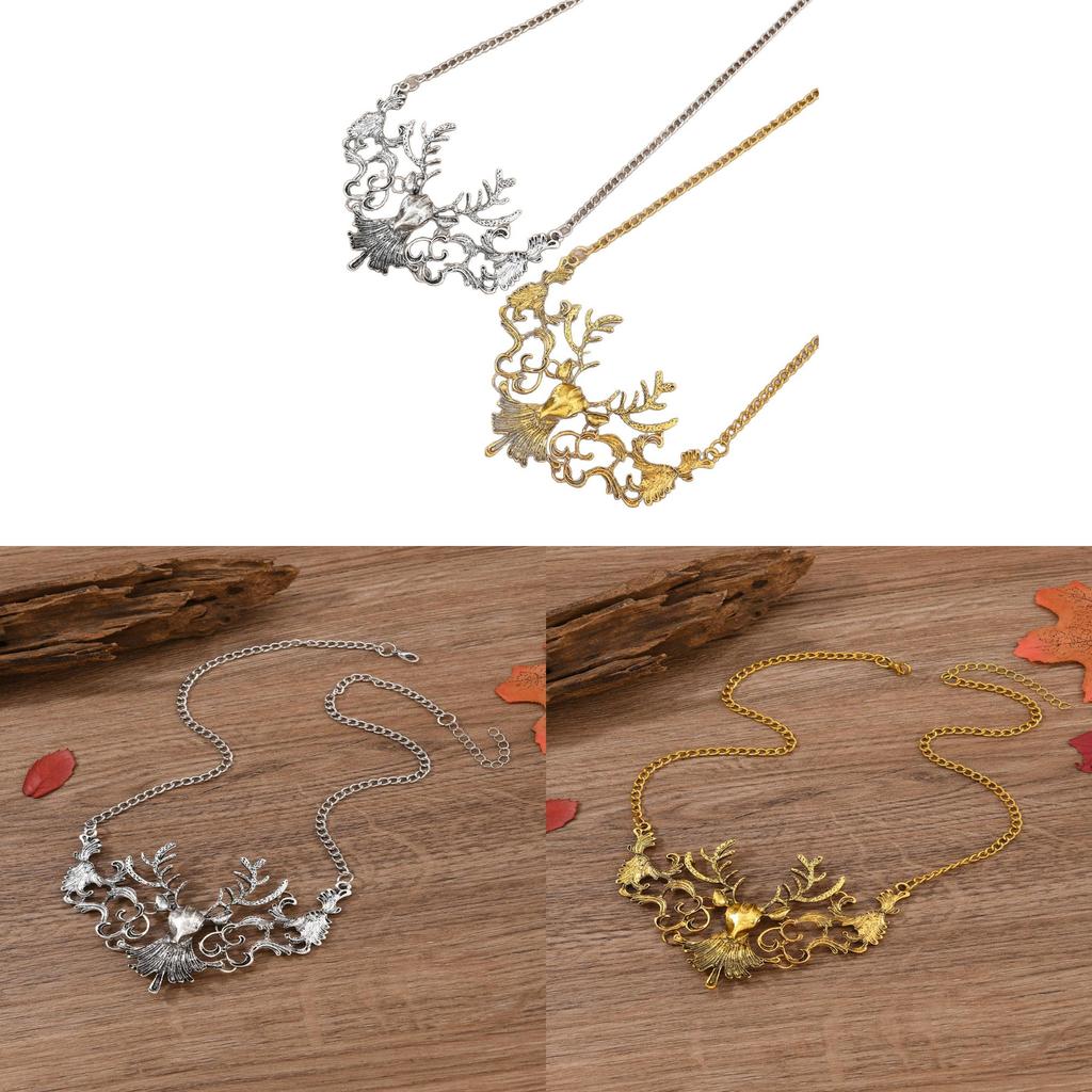 Vintage Christmas Deer Necklace With Zinc Alloy Animal Pendant For Women Holiday Jewelry