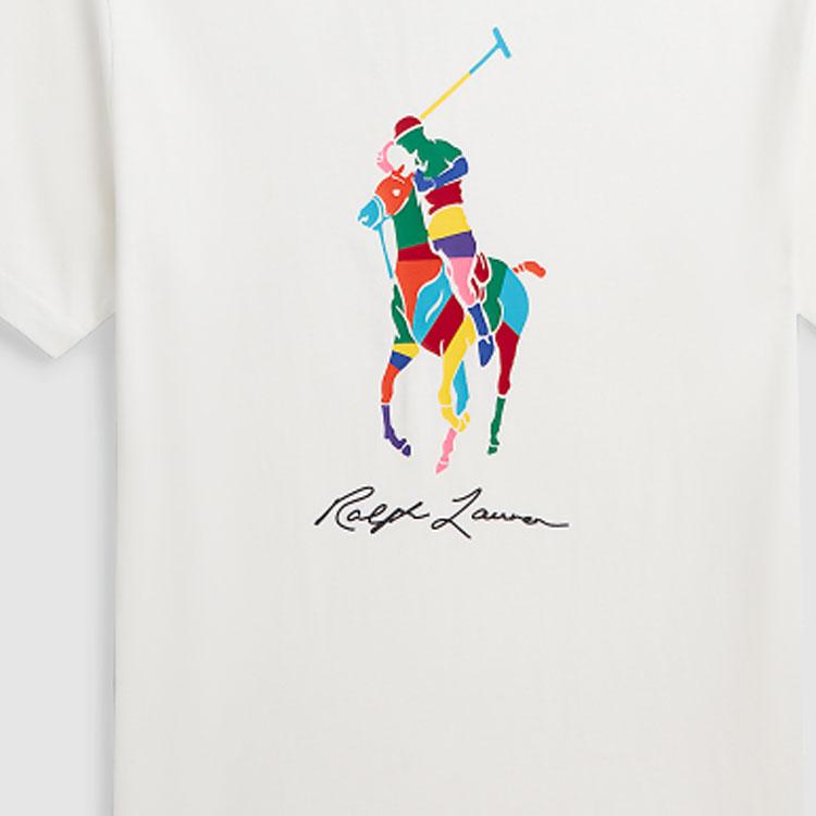 Polo Ralph Lauren T-Shirt Ss24 Large Letter Print Crew Neck Casual Short Sleeve Kids Tops Washed-White CWPOTSHY8020812-100