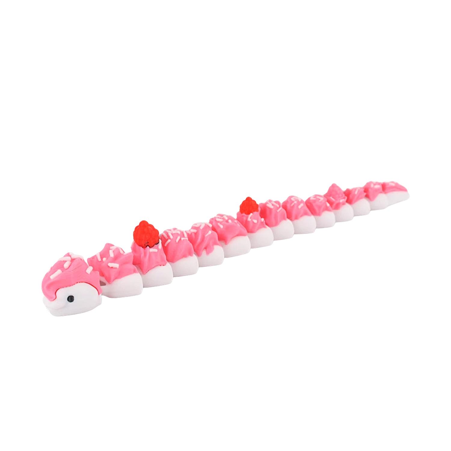 

3D printed novel decorations, cake snake shapes, colorful desktop animal ornaments, with joints that can swing flexibly S