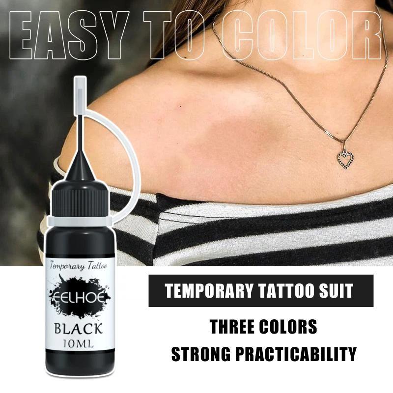 Juice Tattoo Set for Skin Waterproof Embroidery Template Temporary Tattoo Liquid for DIY Body Art and Celebrations