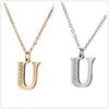 My Shape A-Z Letters Necklaces Girls Initials Alphabet Gold Color Chains Stainless Steel Rhinestone Name Pendant Choker Jewelry