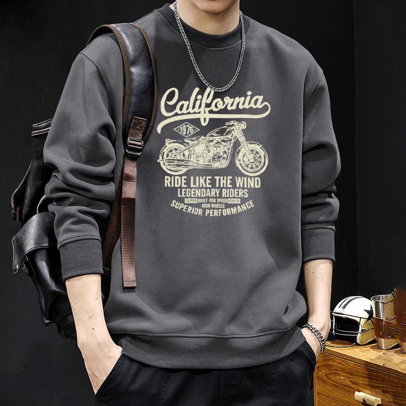 Men's Heavyweight American Style Round Neck Long Sleeve Loose Hoodie for Spring and Autumn