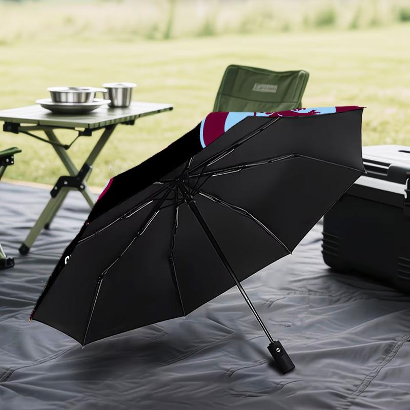 Aston Villa Fc Crest Automatic Folding Umbrella - 8-Rib Travel Umbrella with Auto Open/Close & Portable Gifts for holidays or birthdays