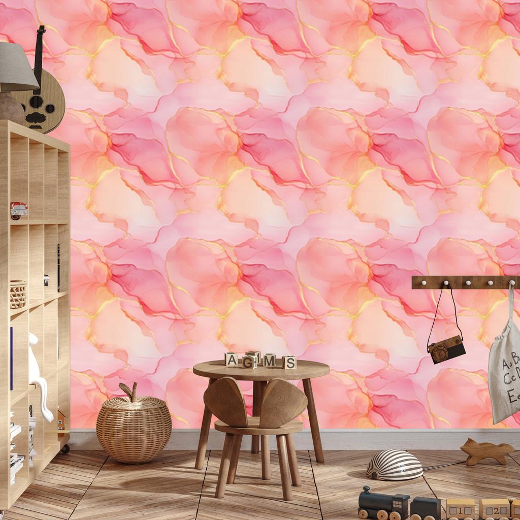 Ink Coral, Powder Pink and Cream Wallpaper for Living Room and Bedroom 50x1000