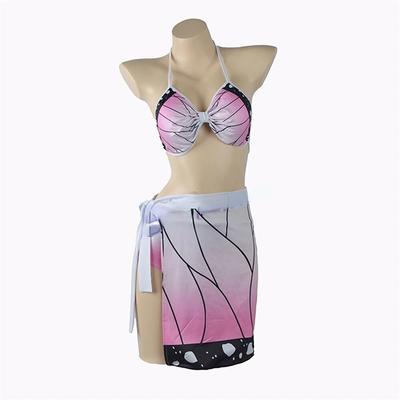 Anime Demon Slayer Agatsuma Zenitsu Cosplay Swimsuit Female Kamado Nezuko Kanroji Mitsuri Shinobu Cosplay Swimwear Woman Girls