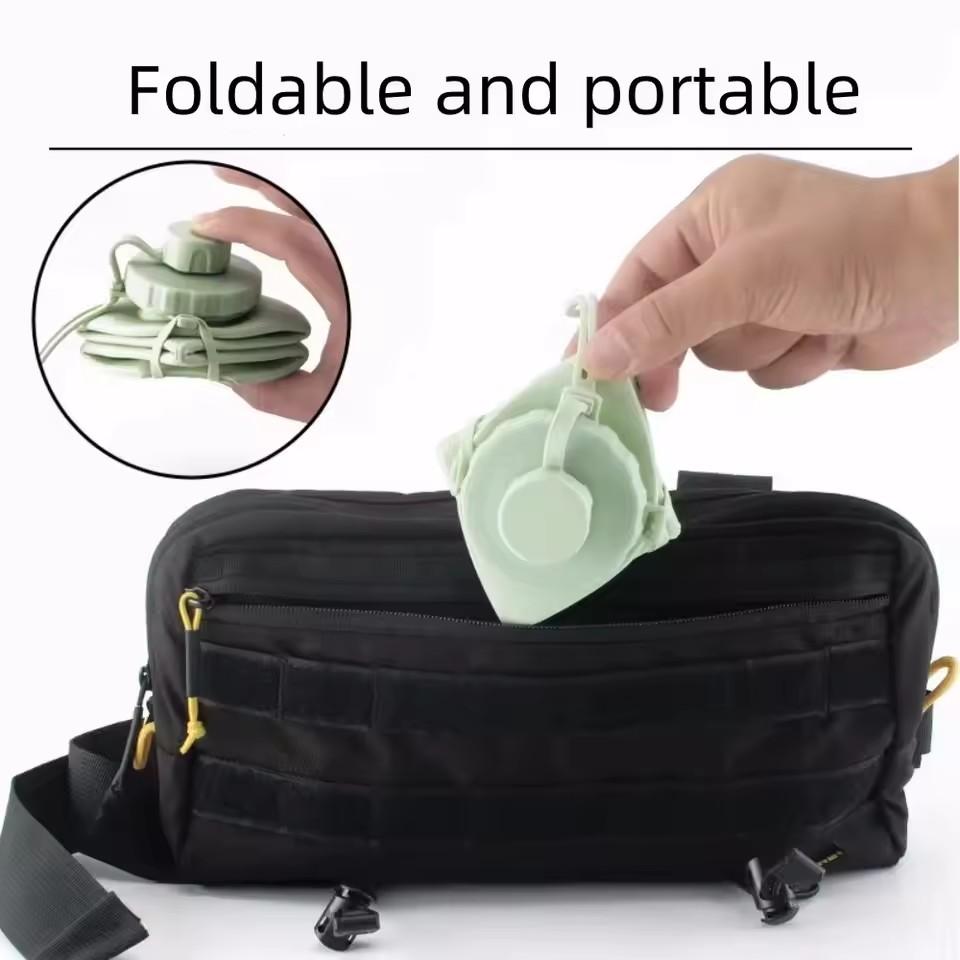 1 Stück 600 ml Großer faltbarer Silikonbecher - Tragbare Reise-Wasserflasche für den Außenbereich, Lebensmittelecht mit frischen Farben, Faltbares Design