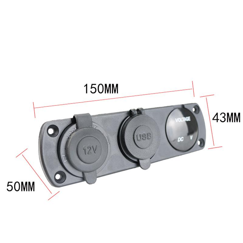 3 in 1 Panel 12V 3.1A Dual USB Car Charger Socket Power Outlet LED Voltmeter Cigarette Lighter Socket Adapter for Truck Boat RV