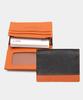 Matt [Line] Saffiano Cowhide Combination Business Card Holder Black Orange