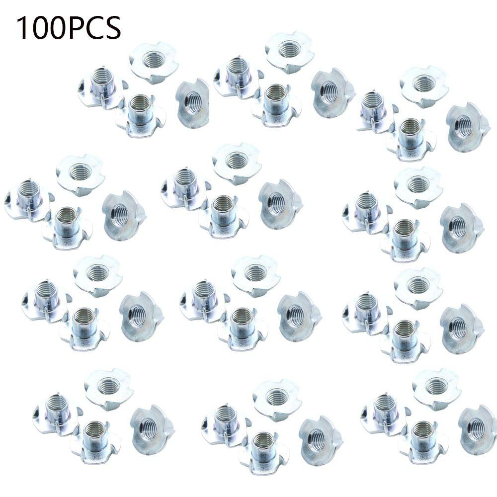 

100PCS Sliver Connectors Fittings M10*12mm Thread Assortment Kit Durable Pronged Tee Nut Furniture