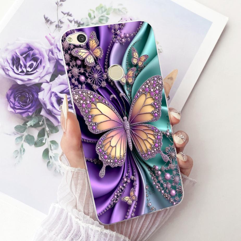 For Huawei P8 Lite 2017 Case Honor 8 Lite Luxury Flower Butterfly Painted Cover Soft Silicone Case For Huawei P9 Lite 2017 Shell