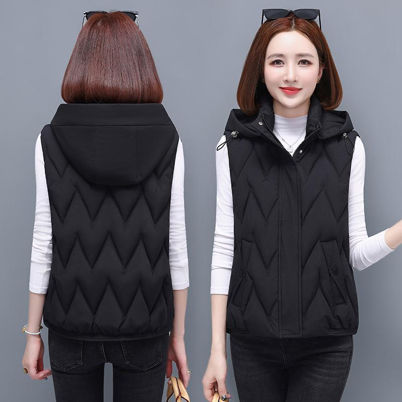 

Autumn and winter loose stand-up collar cotton vest female light mother girlfriends wear cotton vest wear down cotton M recommends about 85 to 50 kg.