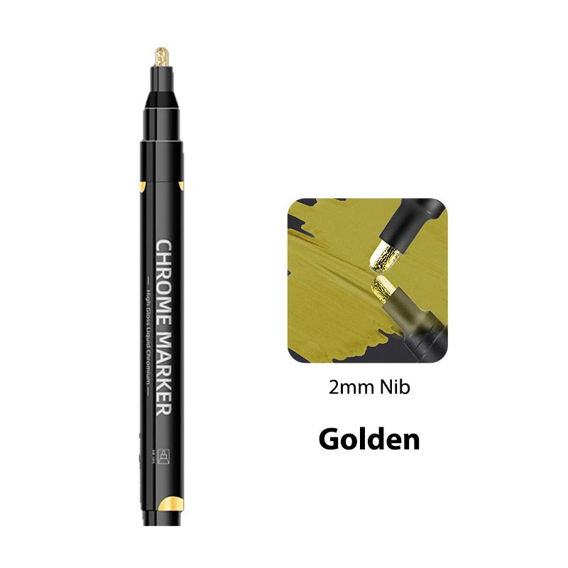 3/1pcs Chrome Pen Markers Mirror Waterproof Paint Repair For Rock Ceramic Glass Metallic Gold Silver Copper 2mm Nib