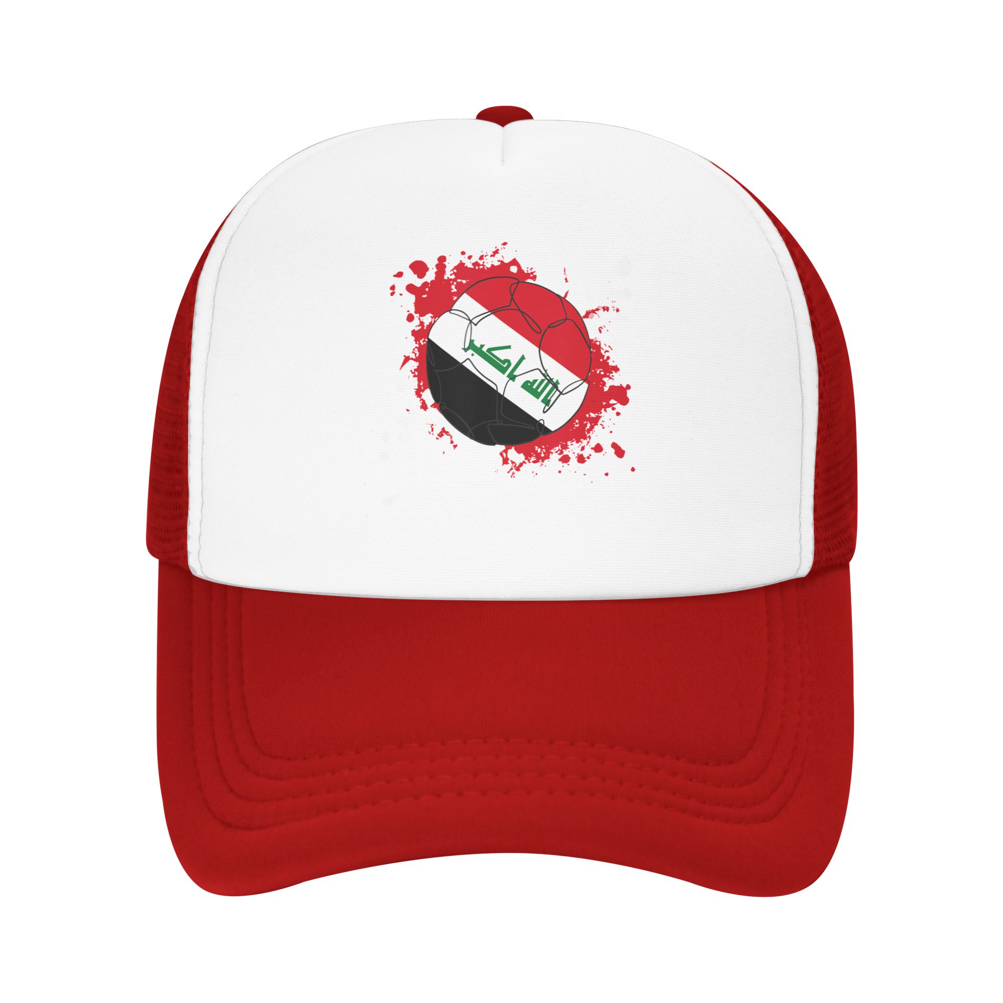 Iraq Flag Iraqi Soccer Football Mesh Baseball Caps Unisex Fashion Trucker Hat Hat Adjustable Summer Trucker Hat One Size