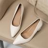 New Korean Style Black Pointed Toe Low-cut Block Heel Pumps, Slip-on Simple Professional Women's Shoes