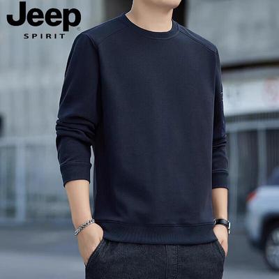 JEEP SPIRIT Men's Crew Neck Solid Color Sweatshirt