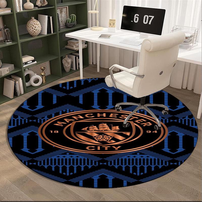 1pz Tappeto Rotondo Città Club di Calcio Stampato Tappeto Rotondo per Area, Tappeto per Casa Ufficio, Tappeto Rotondo per Sedia, Tappeto Decorativo Regali per Fan Regalo di Natale