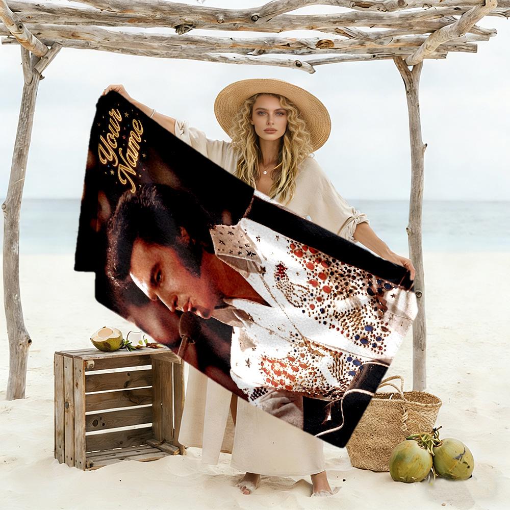 Elvis Presley Personalized Name Beach Towel High Absorbency & Quick-Dry Portable for SwimmingBeachCamping Travel Beach AccessoriesGym
